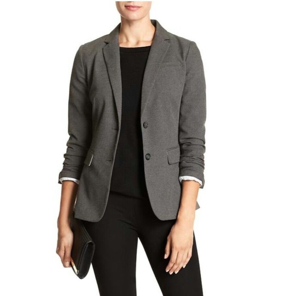 New Banana Republic Charcoal Tailored Twill Blazer jacket 4 grey lined 129.9
